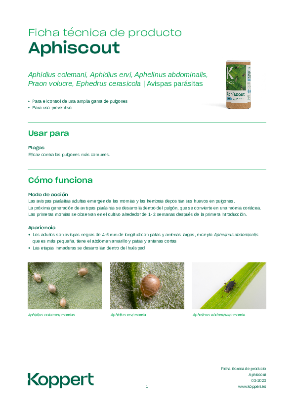 Aphiscout Ficha Técnica